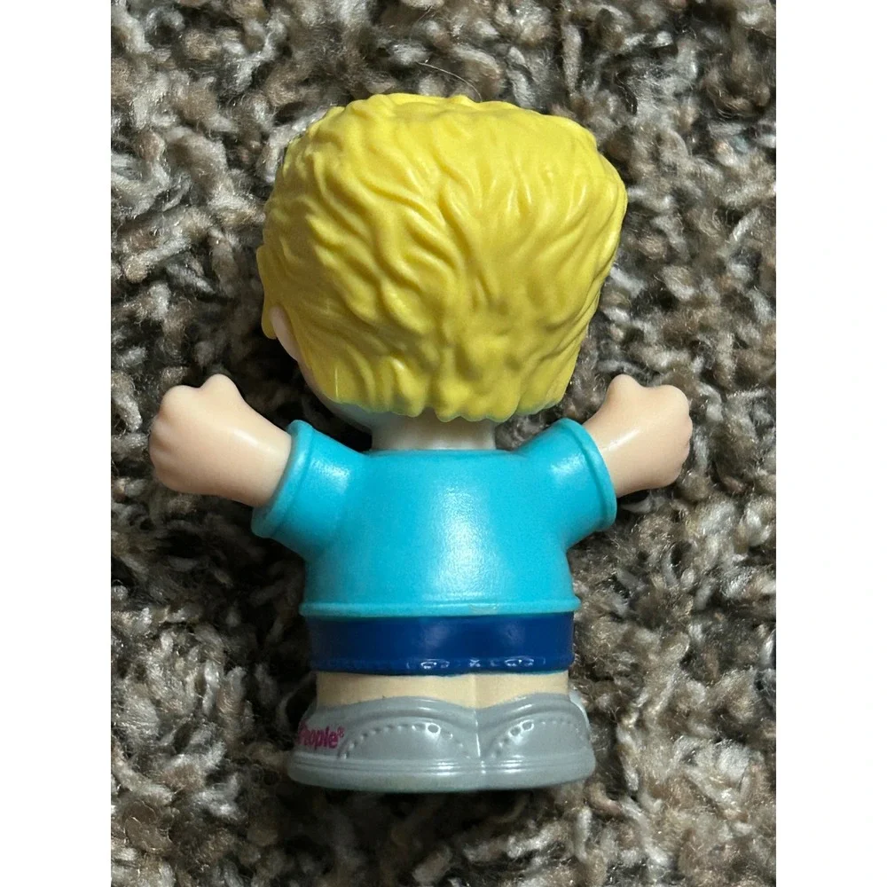 Fisher Price Little People Boy Figures Blonde Hair Blue Camo Black Jacket Lot 2